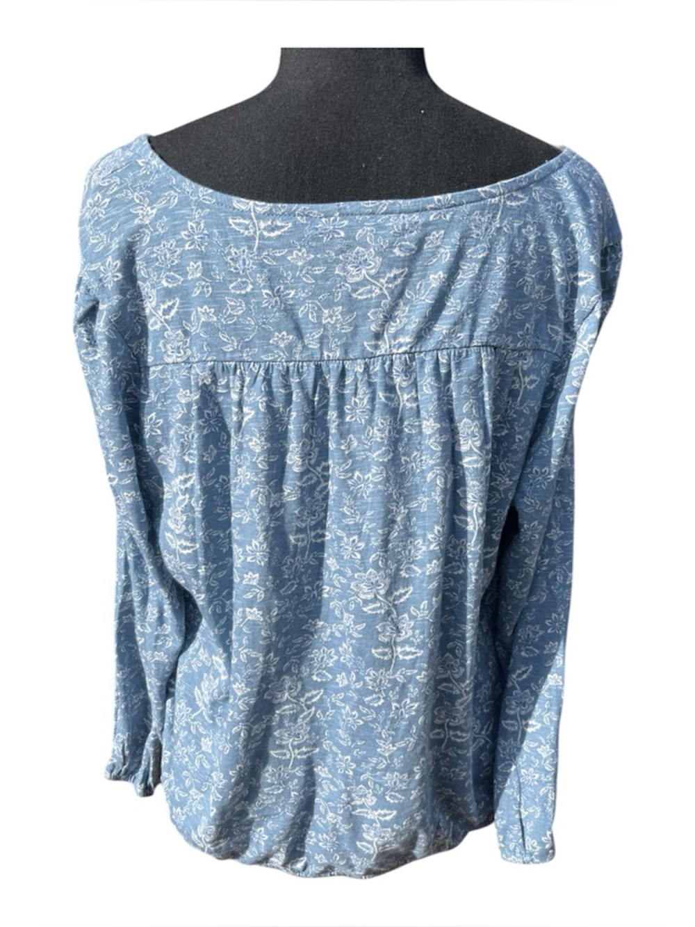 Lucky Brand Floral Peasant Top Blue Boho Square Neck Blouse NWT Large - Picture 2 of 6